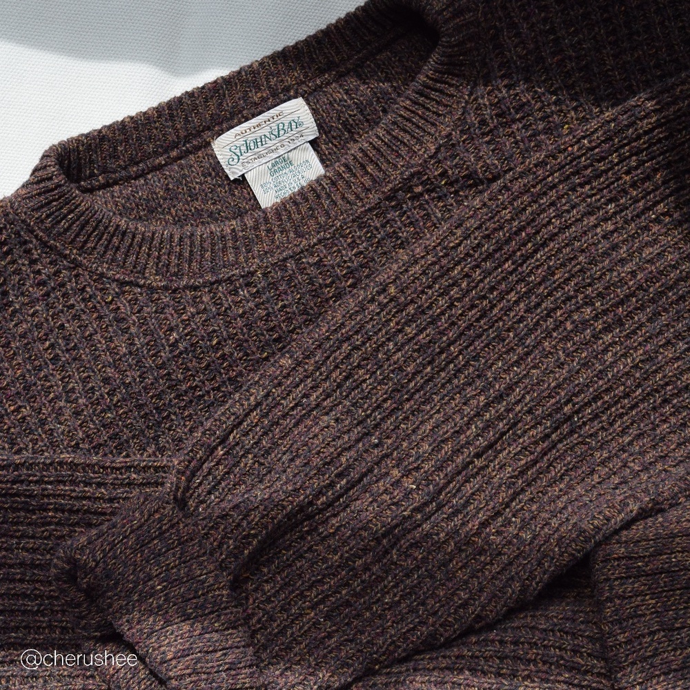 VTG - ST. JOHN's BAY | Brown-Marl Ribbed Sweater
